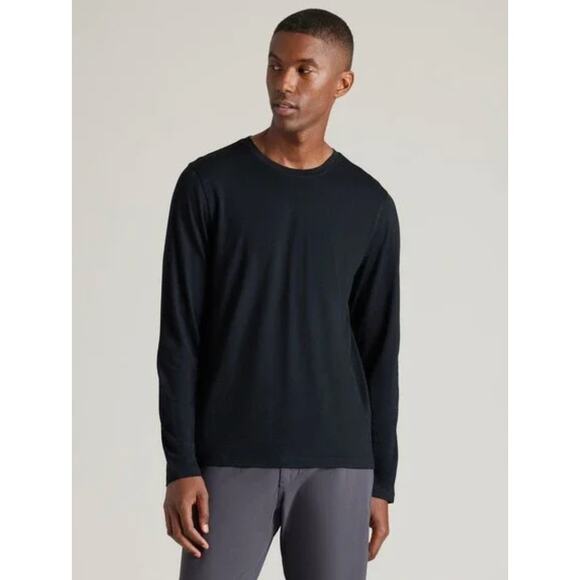 RHONE Modino Wool Long Sleeve Shirt Men's Size Large NWT Black Lightweight - Picture 1 of 7